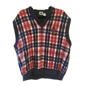 VTG Izod Golf Plaid Sz XL Pullover Vest 90s Preppy Hipster Academia Logo Crest